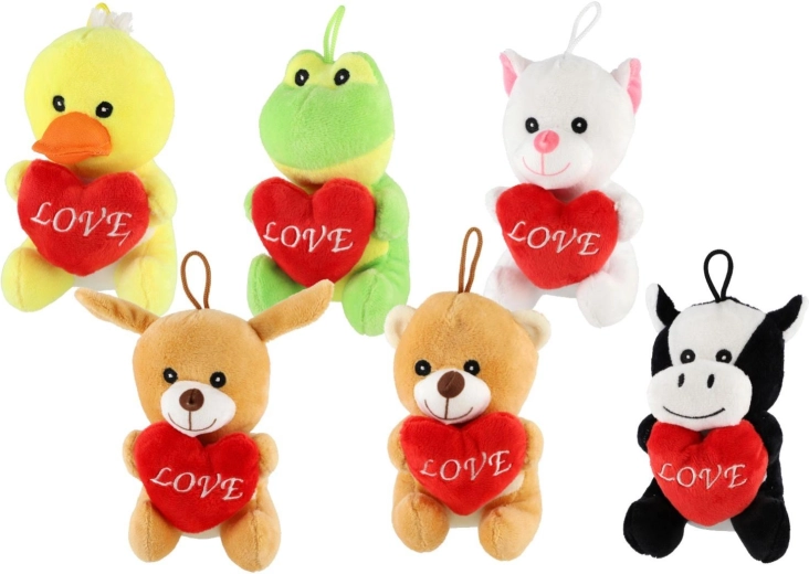 Peluches a forma di animaletto con cuoricino - 1 pezzo