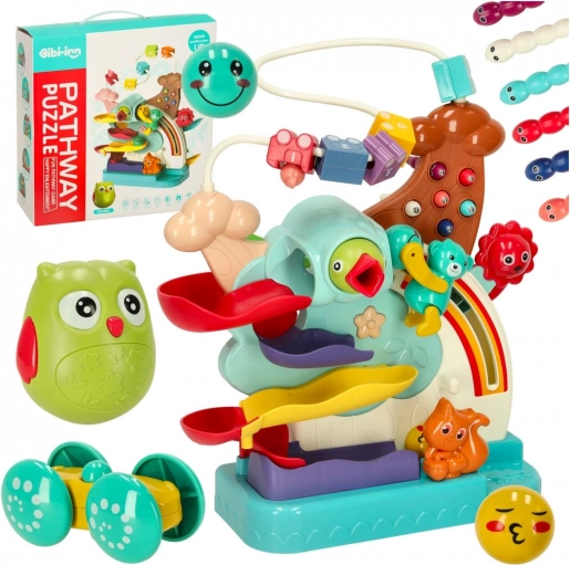 Giocattolo montessori interattivo 5 in 1 con pista a biglie e cassetto magnetico Bibi-inn