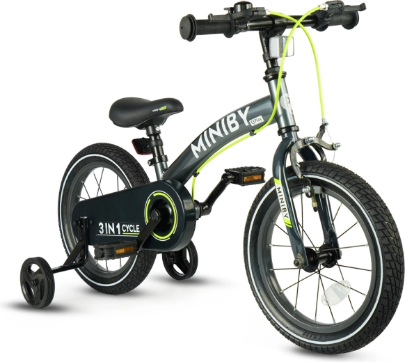 Qplay Miniby 3v1 bicicletta per bambini 14" grigia
