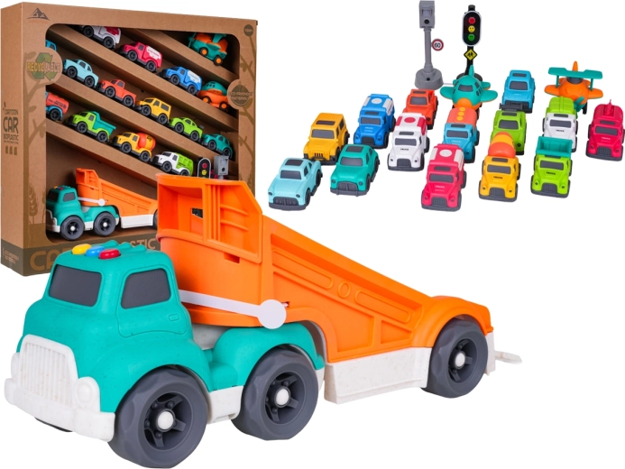 Mega set di auto colorate con carro attrezzi interattivo