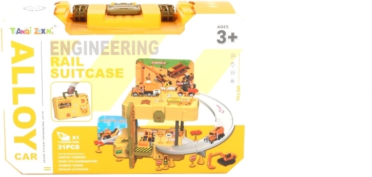 Set da gioco in valigetta con macchine da cantiere