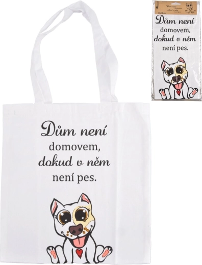 Borsa in cotone DOG HOME bianca 36 × 40 cm