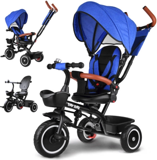 Triciclo per bambini 3 in 1 con parasole TINY BIKE – Blu