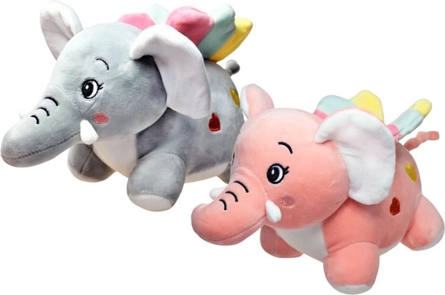 Elefantino di peluche in piedi con alucce arcobaleno 18 × 24 cm