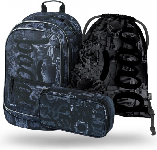Set scolastico BAAGL Core Technic: zaino, astuccio, sacchetto