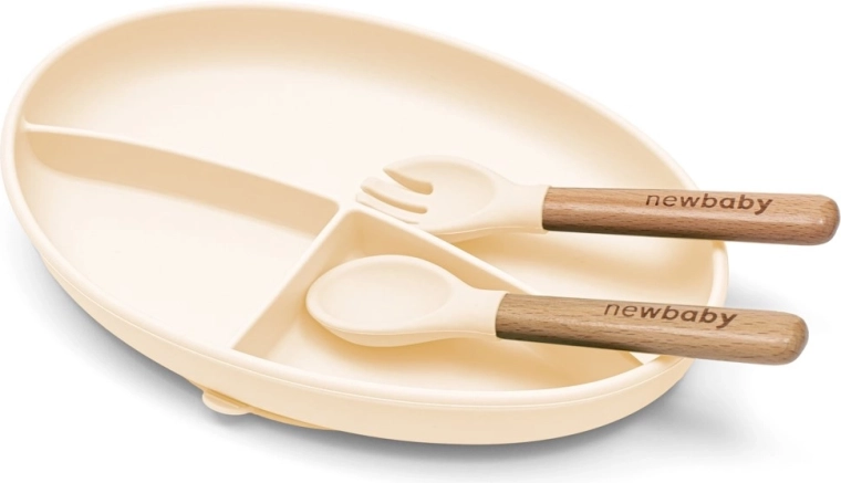 Piatto con ventosa e tre scomparti