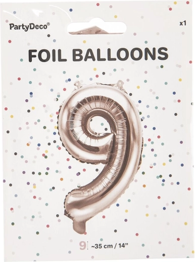 Palloncino in foil numero 9 rosa perlato 35 cm