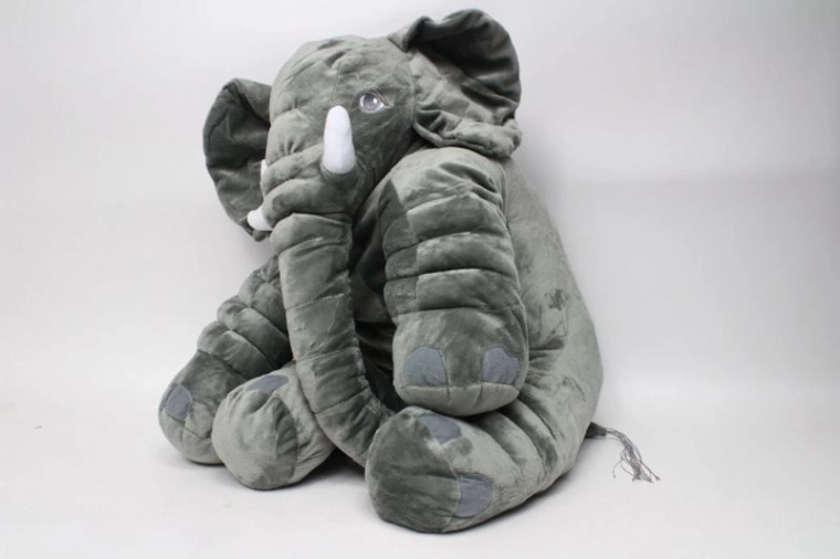 Elefante di peluche seduto grigio 55 cm