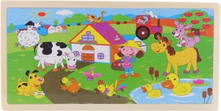 Puzzle in legno fattoria su tavola, 96 pezzi