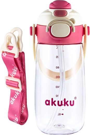 Akuku borraccia scolastica con cannuccia 480 ml rosa