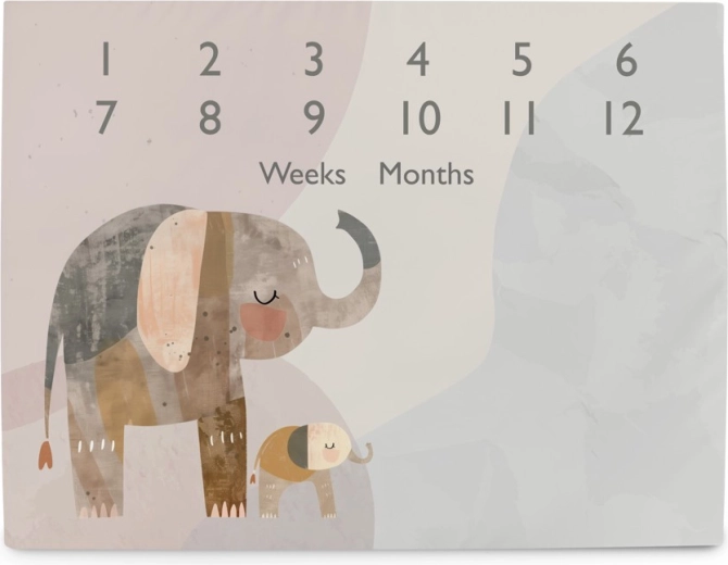 Tappetino milestone Ceba Baby per foto Basic Elephant Family 92 × 72 cm