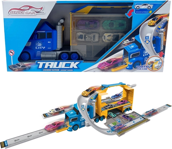 Truck Sparky con 4 automobiline e segnali stradali
