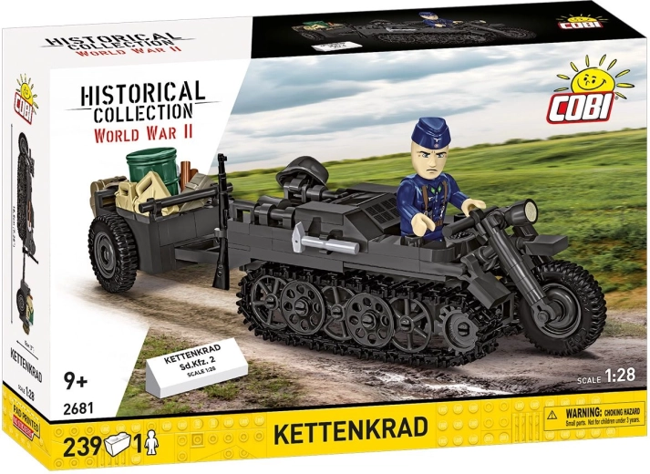 Cobi II WW Sd.Kfz. 2 Kettenkrad con rimorchio 1:28 (239 pezzi)