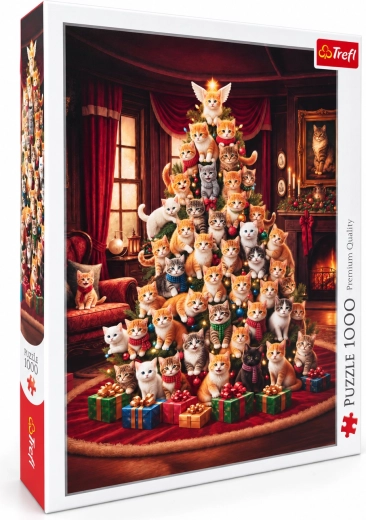 Puzzle Trefl albero di Natale con gatti, 1000 pezzi