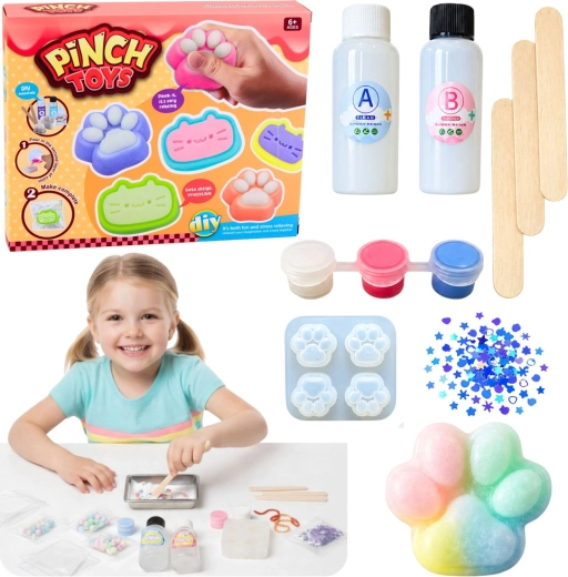 Kit creativo fai-da-te per realizzare squishy antistress – zampetta di gatto (44 pezzi)
