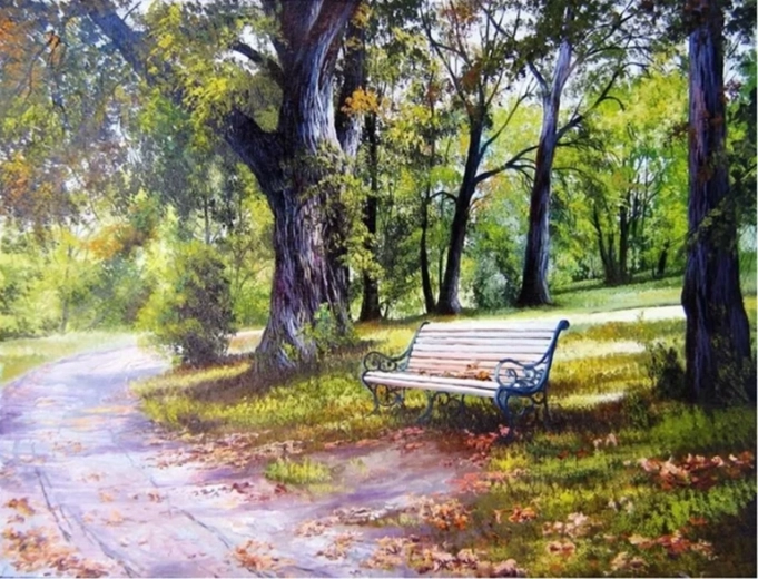 Norimpex Dipingi con i numeri Panchina nel parco 40 × 50 cm