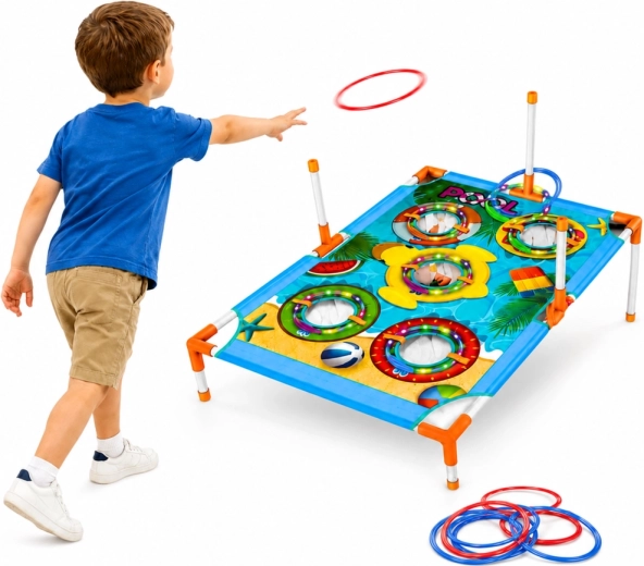 4 in 1: anelli, sacchetti, palline con velcro e frisbee
