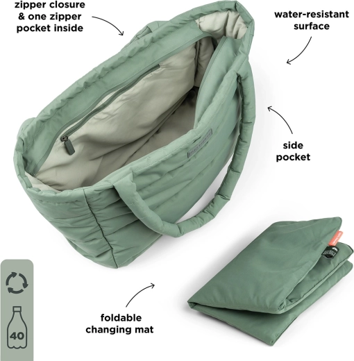 Done by Deer grande borsa fasciatoio trapuntata verde