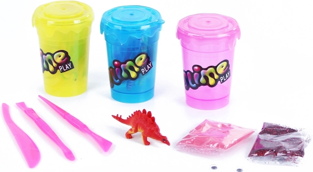 Slime Play set creativo per creare slime con glitter e figurina di dinosauro