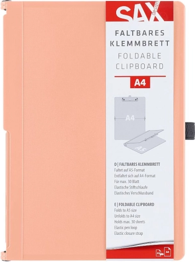 Cartellina portablocco richiudibile con clip SAX A4 color salmone