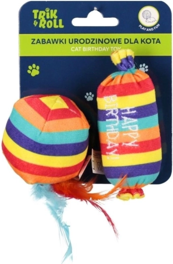 Set di giocattoli di compleanno per gatti, 2 pz
