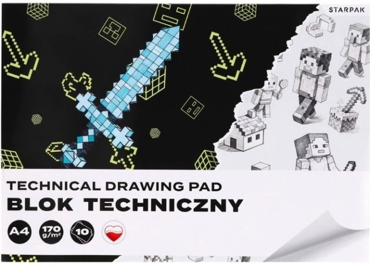 Blocco tecnico A4 Pixel, 10 fogli, 170 g/m²