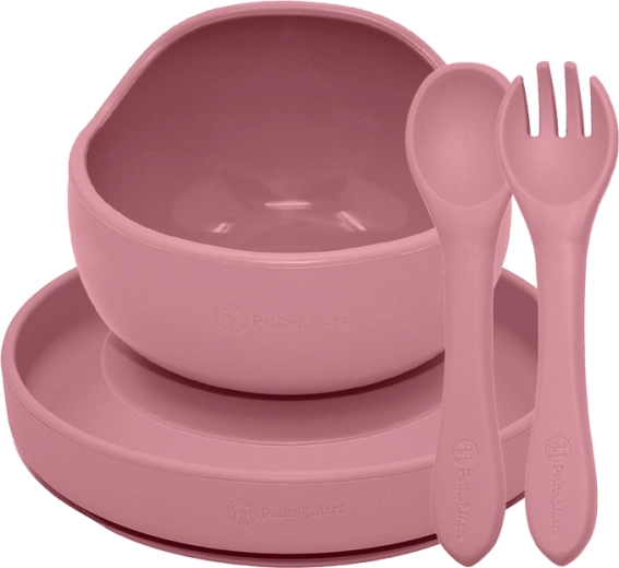 Petite&Mars set pappa in silicone Take&Match 3 pz dusty pink 6m+