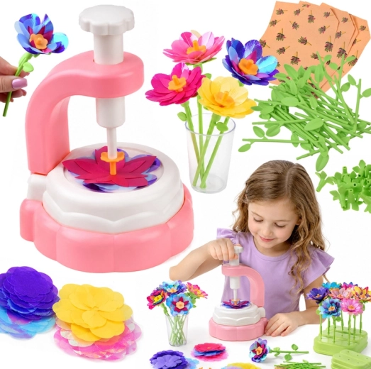Kit creativo fai-da-te per realizzare fiori in tessuto con pressa, vaso e accessori