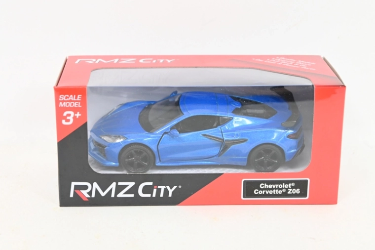 RMZ Chevrolet Corvette Z06 2023 – modellino metallico blu 1:37 con pull-back