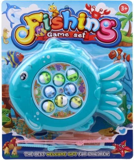 Gioco per bambini “piccolo pescatore” a batterie con laghetto rotante e 2 canne da pesca