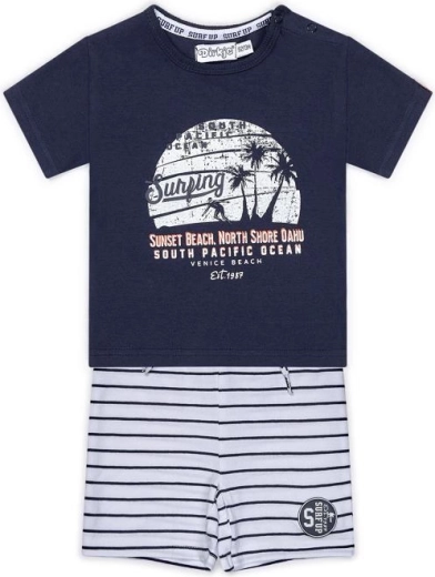 Dirkje set bambino in 2 pezzi: maglietta e pantaloncini a righe navy e bianchi