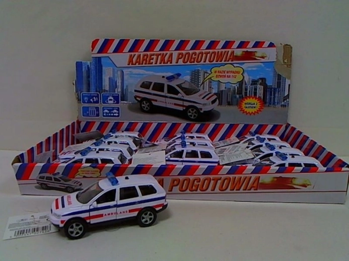 Ambulanza 11 cm con luci e suoni (messaggi in polacco)