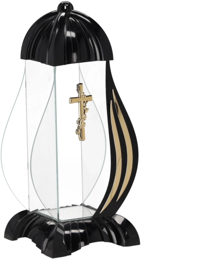 Lampione commemorativo M con motivo a croce nero - 1 pezzo
