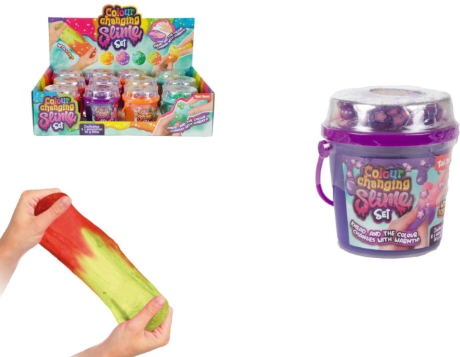 Set di slime che cambia colore in secchiello (4 colori)