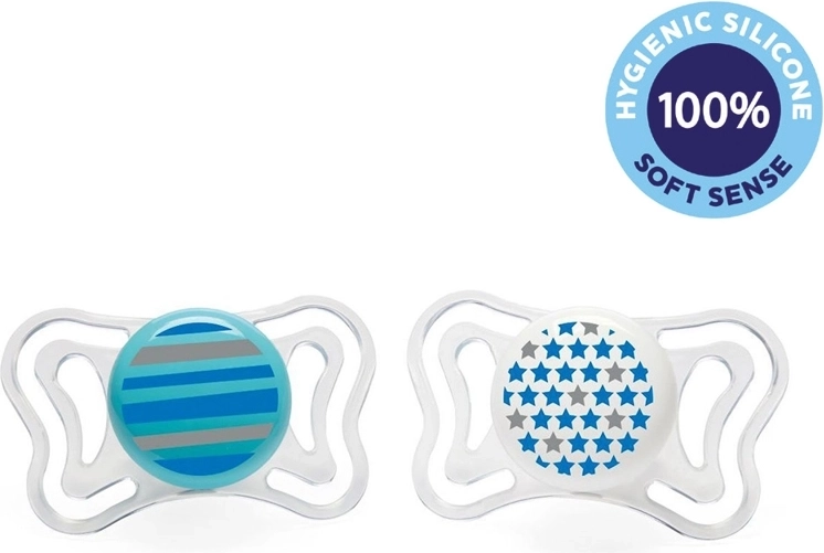 Chicco succhietto Physio Light in silicone 6–16 mesi, per bambino, righe e stelle, 2 pz