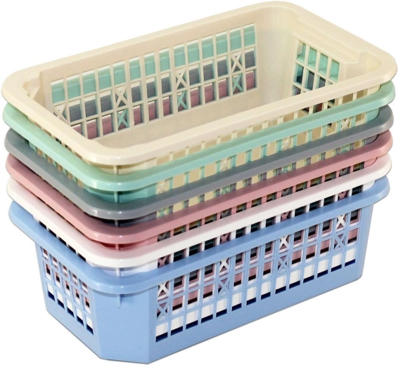 Grande cestino in plastica impilabile 30 × 21 × 12 cm colori assortiti
