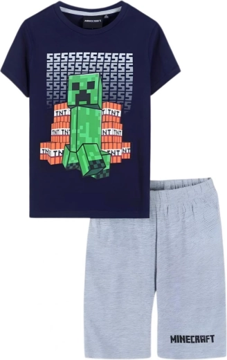 Pigiama Minecraft blu scuro e grigio