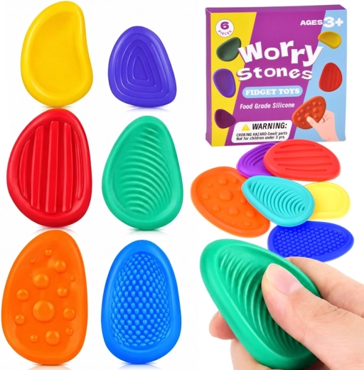 Sassi sensoriali in silicone fidget toys – set da 6 pz
