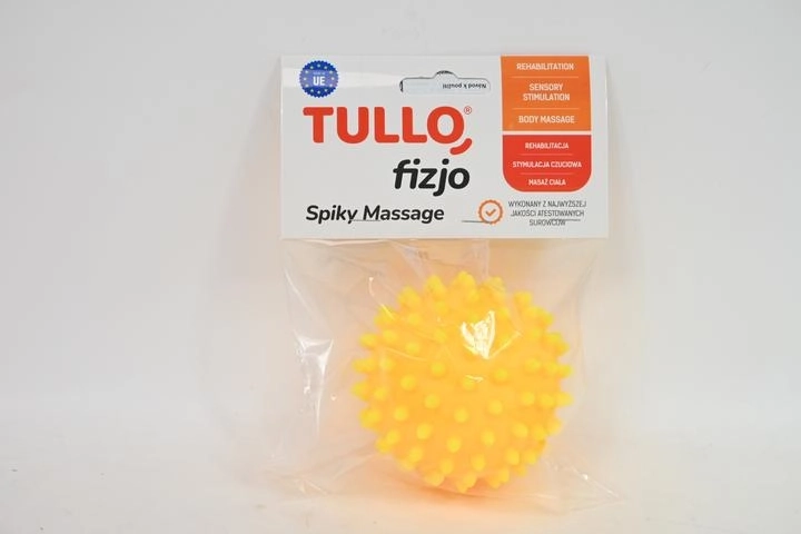 Pallina da massaggio riabilitativa Fizjo con punte 9 cm gialla