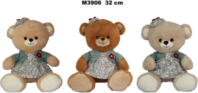 Orsetto di peluche con vestito 32 cm - 1 pezzo