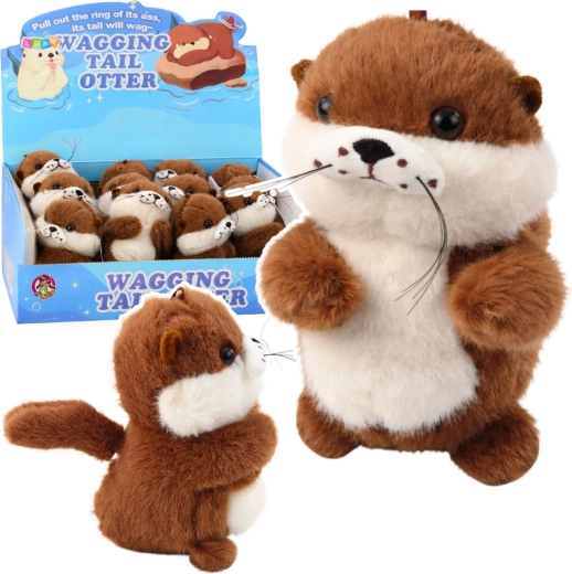 Lontra di peluche con coda rotante e squeaker – portachiavi 12,5 cm