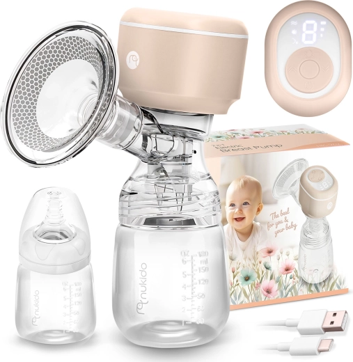 Tiralatte elettrico Nukido con 3 fasi e biberon da 180 ml