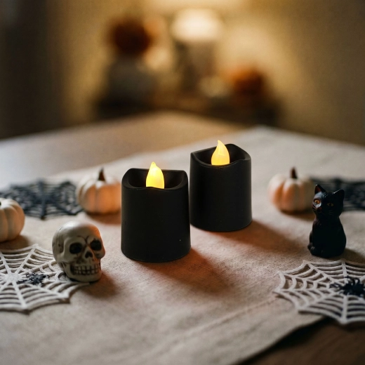 Candele LED nere di Halloween, 2 pezzi