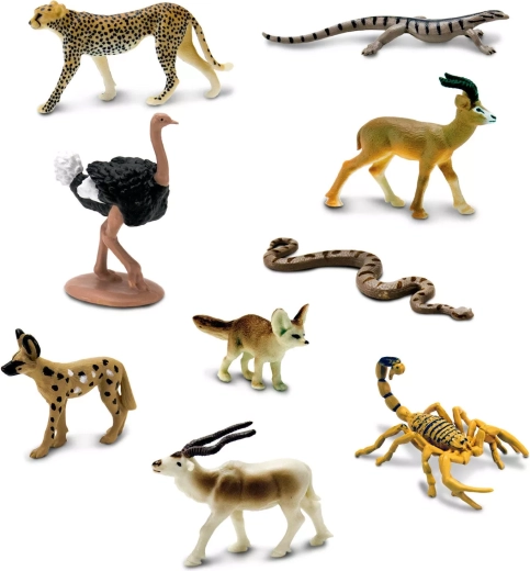 9 mini figure di animali del Sahara in un solo tubo