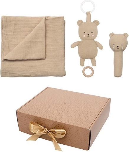 Jabadabado set regalo per neonato con coperta in mussola Orsetto