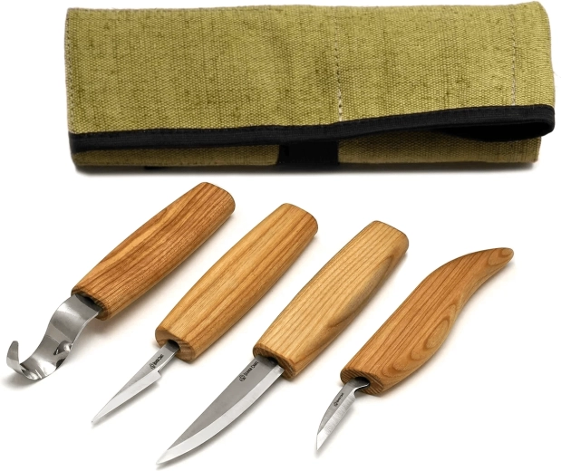 BeaverCraft S09 set di 4 coltelli da intaglio con custodia