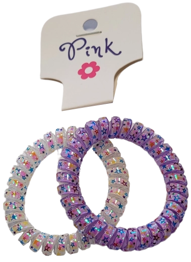 Elastici a spirale per capelli PINK perlati 2 pz