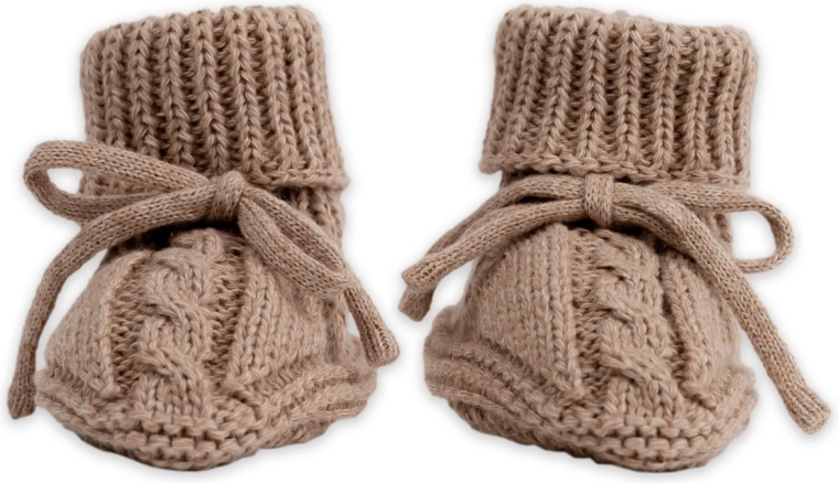 Lodger scarpine lavorate a maglia knit cable fudge 0–6 mesi