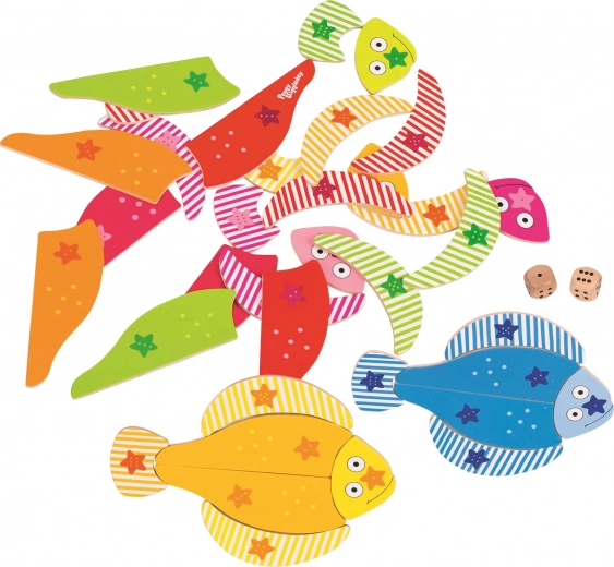 Puzzle di pesci in legno con dadi da GOKI