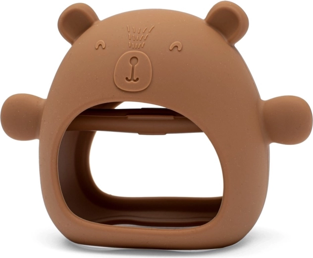 Massaggiagengive in silicone da polso a forma di orsetto New Baby color marrone caramello